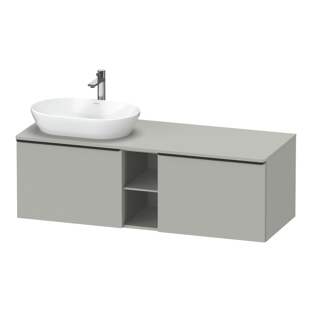 Duravit D-Neo – Έπιπλο Νιπτήρα – 1400 mm, για κονσόλα, 2 συρτάρια, νιπτήρας αριστερά, Diamond black Matt – Concrete grey Matt, Decor (DE4950LBD070000)