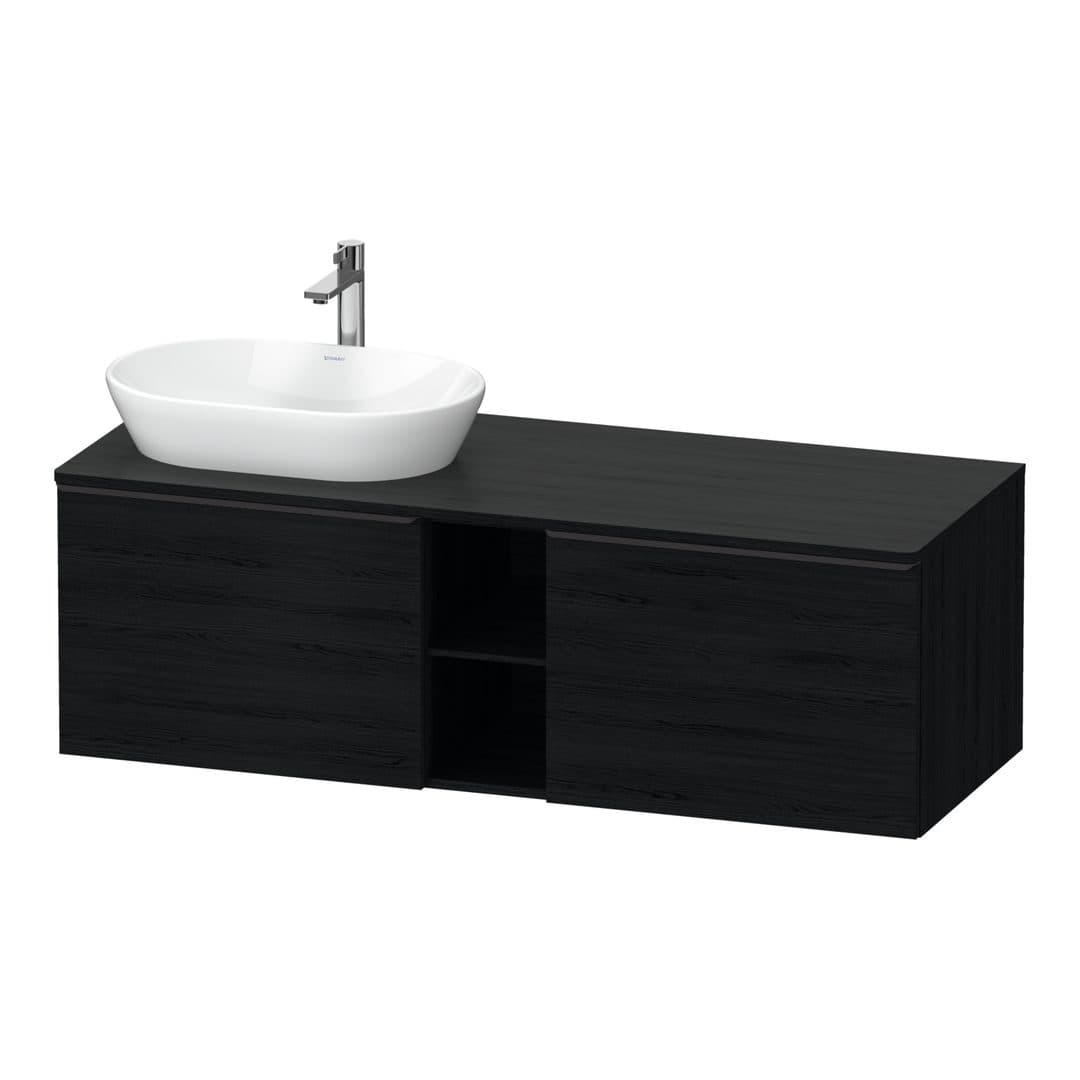 Duravit D-Neo – Έπιπλο Νιπτήρα – 1400 mm, για κονσόλα, 2 συρτάρια, νιπτήρας αριστερά, Diamond black Matt – Black oak Matt, Decor (DE4950LBD160000)