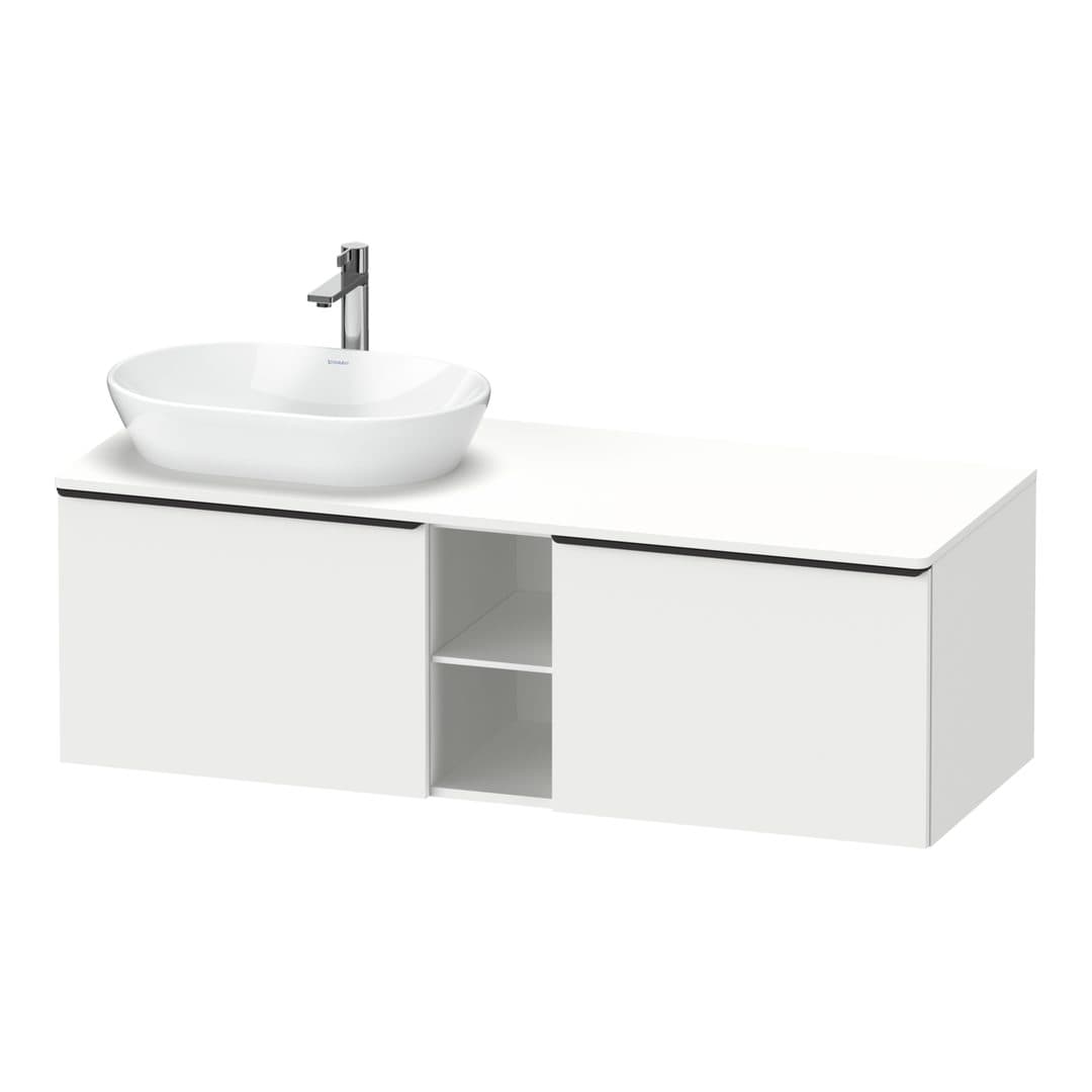 Duravit D-Neo – Έπιπλο Νιπτήρα – 1400 mm, για κονσόλα, 2 συρτάρια, νιπτήρας αριστερά, Diamond black Matt – White Matt, Decor (DE4950LBD180000)