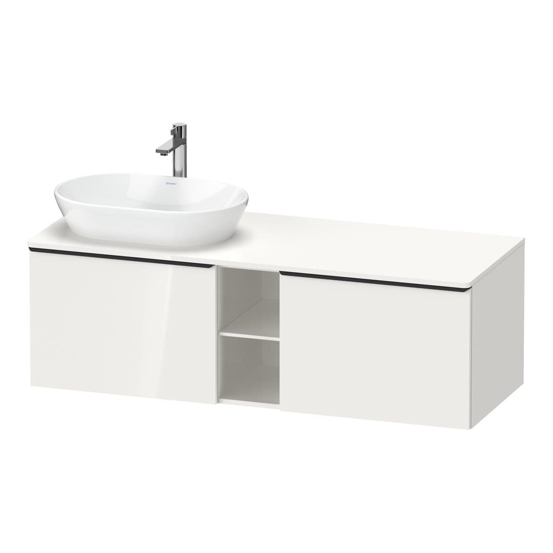 Duravit D-Neo – Έπιπλο Νιπτήρα – 1400 mm, για κονσόλα, 2 συρτάρια, νιπτήρας αριστερά, Diamond black Matt – White High Gloss, Decor (DE4950LBD220000)
