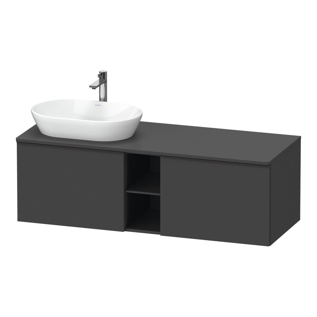 Duravit D-Neo – Έπιπλο Νιπτήρα – 1400 mm, για κονσόλα, 2 συρτάρια, νιπτήρας αριστερά, Diamond black Matt – Graphite Matt, Decor (DE4950LBD490000)