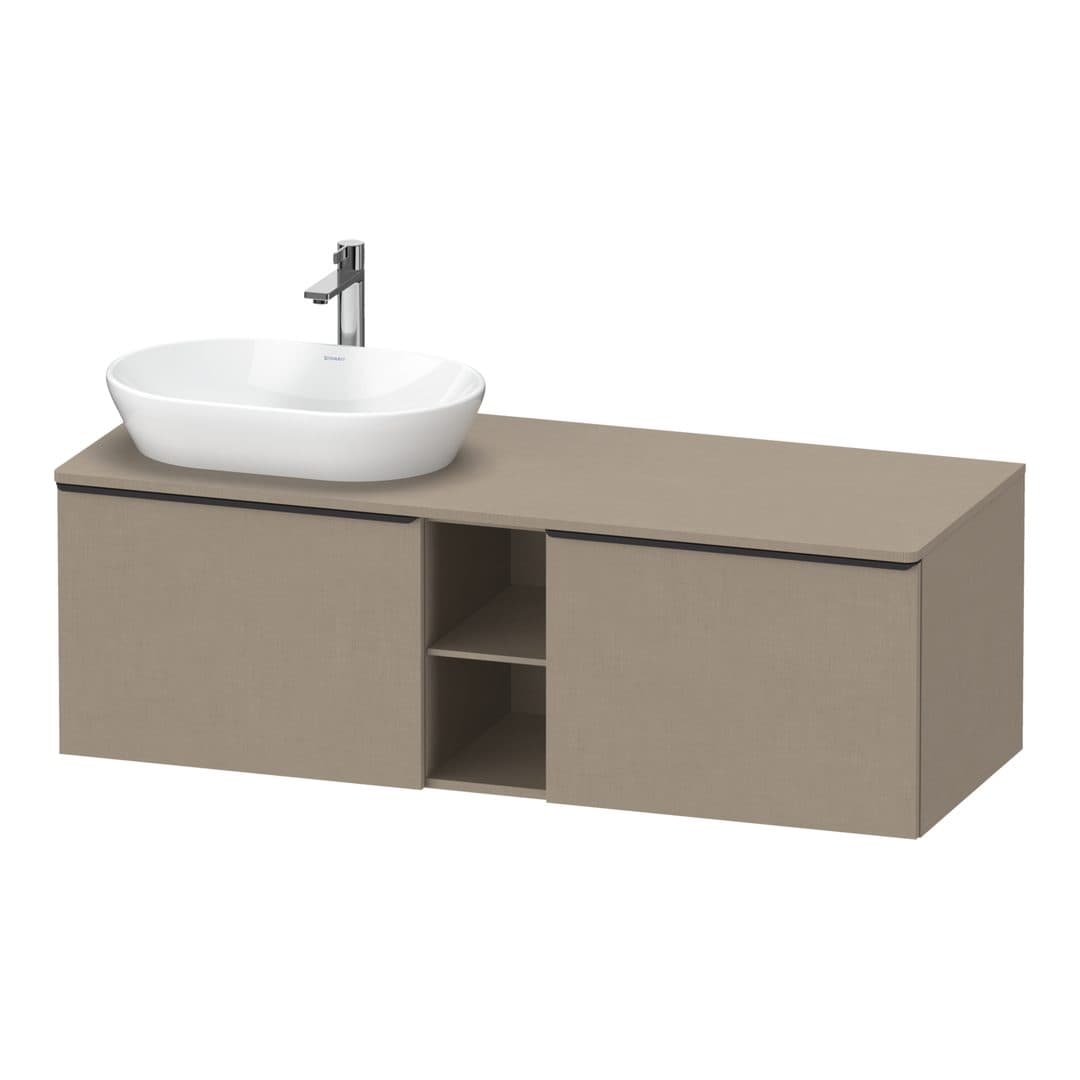 Duravit D-Neo – Έπιπλο Νιπτήρα – 1400 mm, για κονσόλα, 2 συρτάρια, νιπτήρας αριστερά, Diamond black Matt – Linen Matt, Decor (DE4950LBD750000)