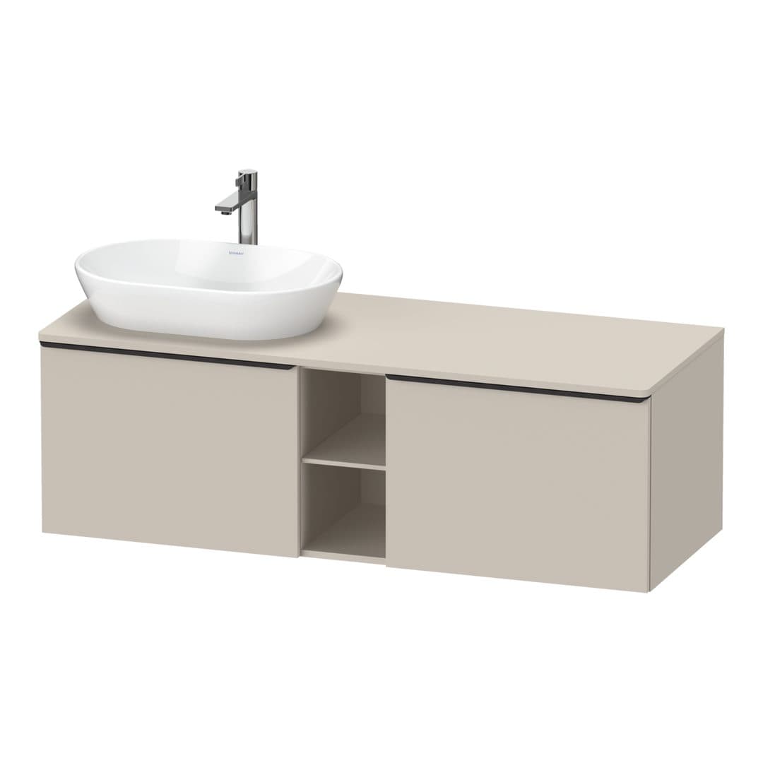 Duravit D-Neo – Έπιπλο Νιπτήρα – 1400 mm, για κονσόλα, 2 συρτάρια, νιπτήρας αριστερά, Diamond black Matt – Taupe Matt, Decor (DE4950LBD910000)