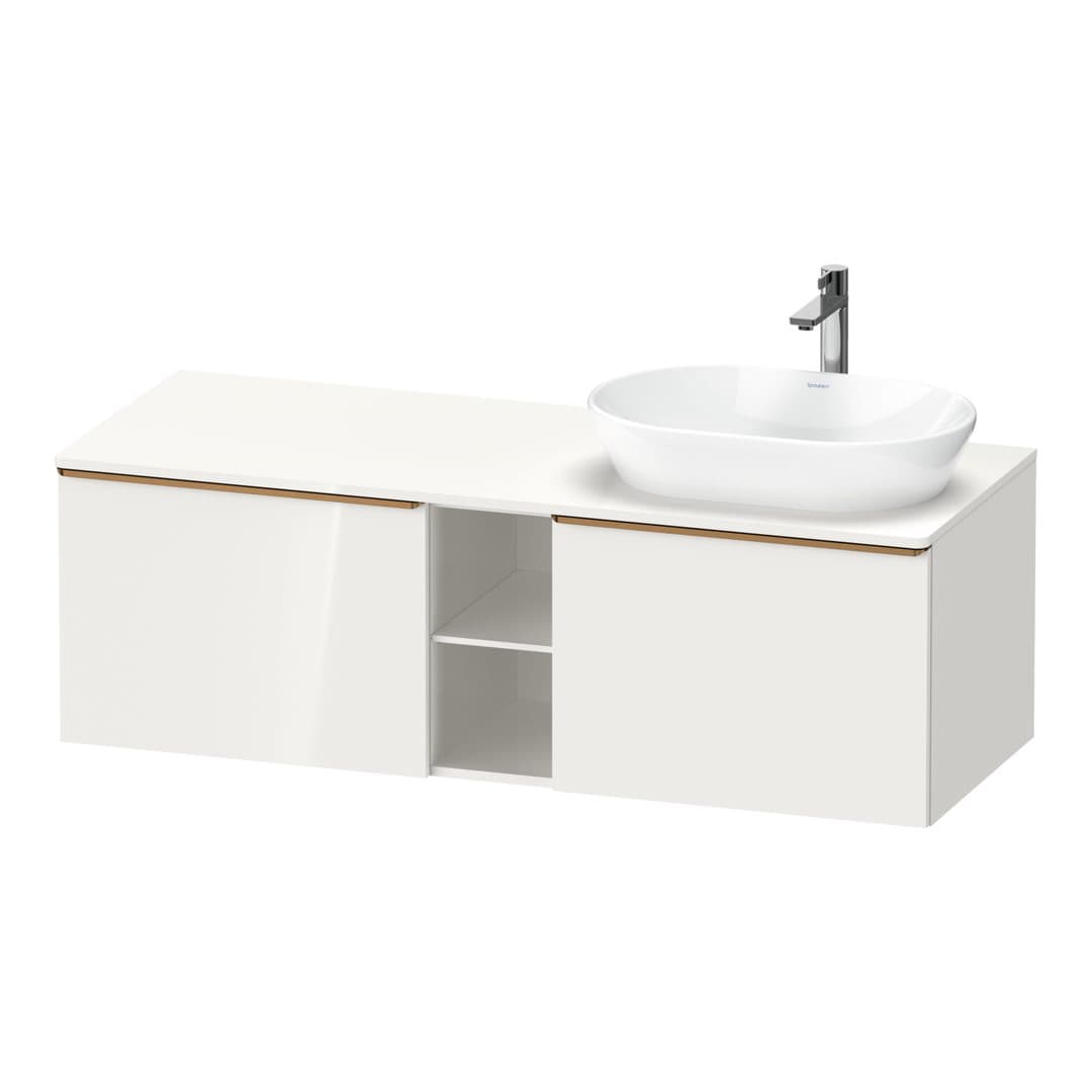 Duravit D-Neo – Έπιπλο Νιπτήρα – 1400 mm, για κονσόλα, 2 συρτάρια, νιπτήρας δεξιά, Bronze Brushed – White High Gloss, Decor (DE4950R04220000)