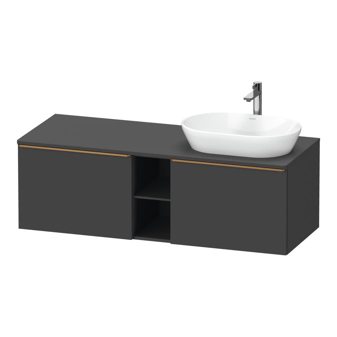Duravit D-Neo – Έπιπλο Νιπτήρα – 1400 mm, για κονσόλα, 2 συρτάρια, νιπτήρας δεξιά, Bronze Brushed – Graphite Matt, Decor (DE4950R04490000)