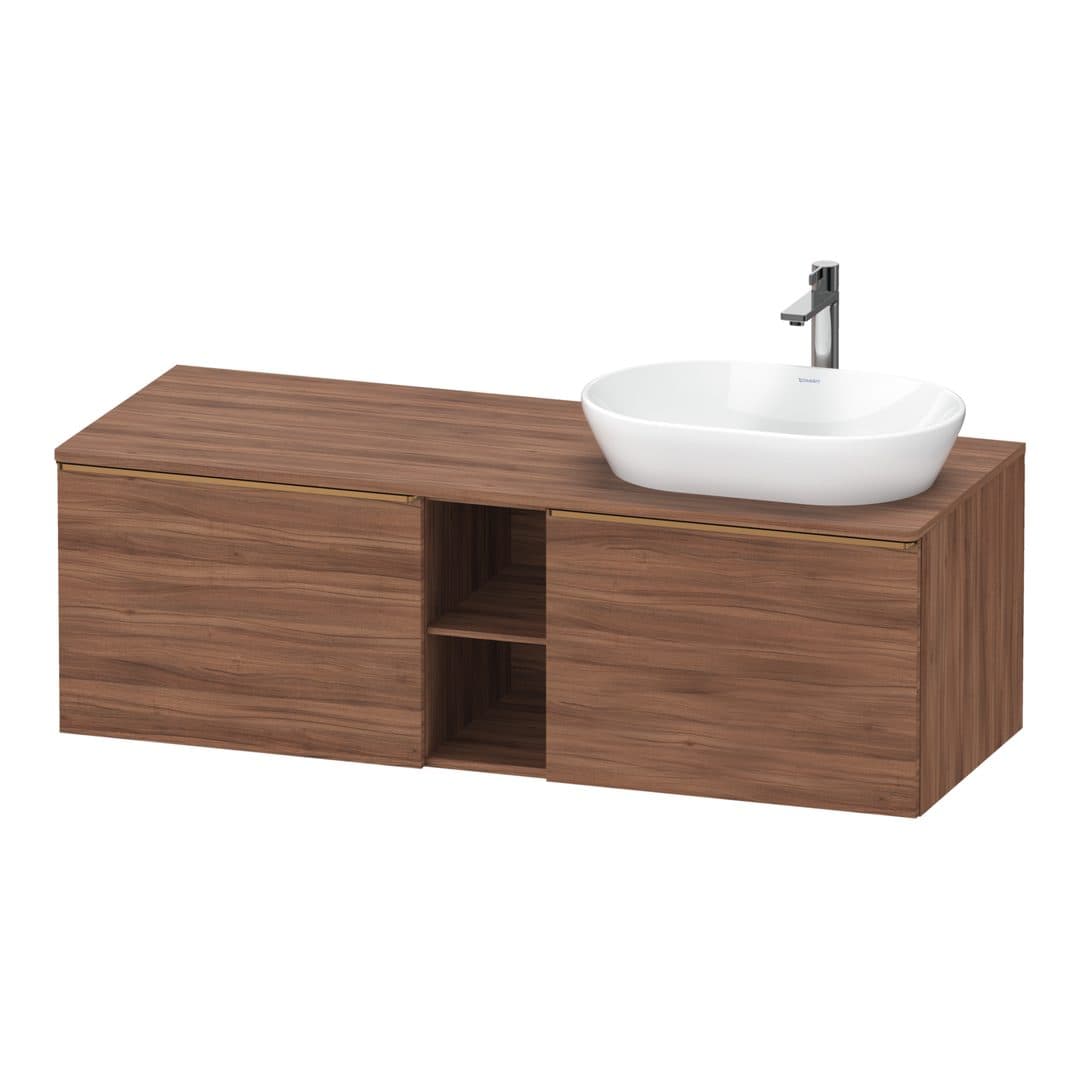 Duravit D-Neo – Έπιπλο Νιπτήρα – 1400 mm, για κονσόλα, 2 συρτάρια, νιπτήρας δεξιά, Bronze Brushed – Walnut Matt, Decor (DE4950R04790000)