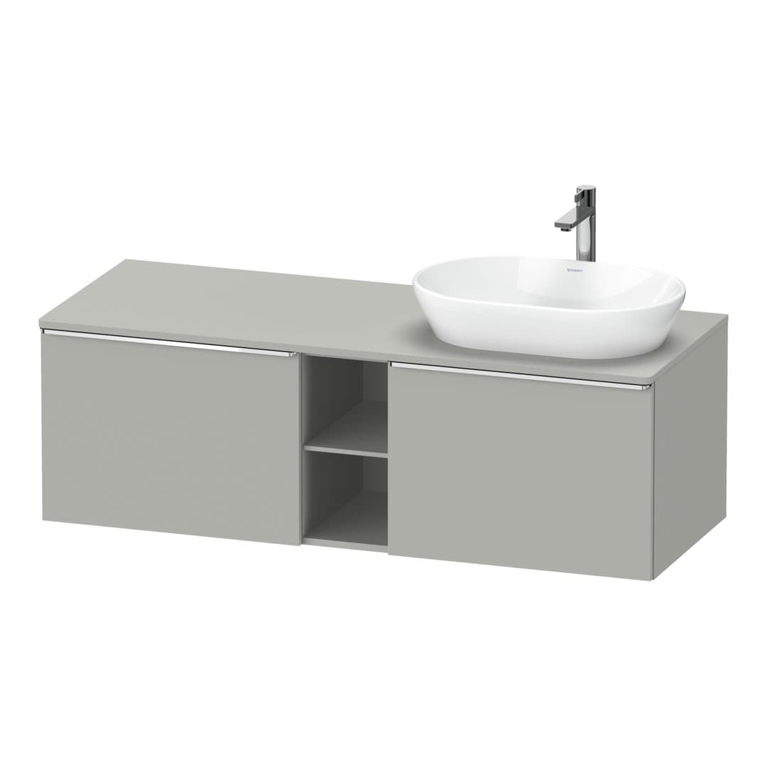 Duravit D-Neo – Έπιπλο Νιπτήρα – 1400 mm, για κονσόλα, 2 συρτάρια, νιπτήρας δεξιά, Chrome High Gloss – Concrete grey Matt, Decor (DE4950R10070000)