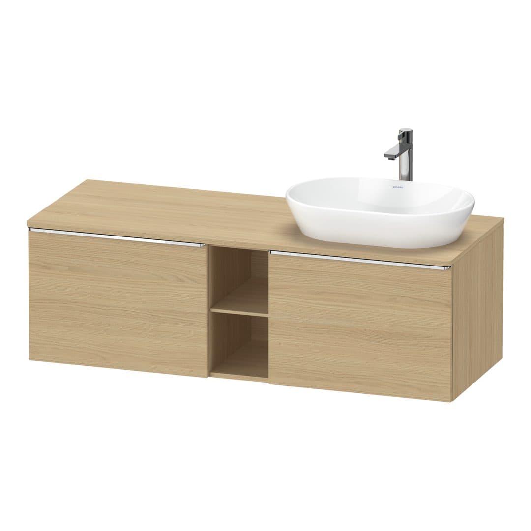 Duravit D-Neo – Έπιπλο Νιπτήρα – 1400 mm, για κονσόλα, 2 συρτάρια, νιπτήρας δεξιά, Chrome High Gloss – Natural oak, Decor (DE4950R10300000)