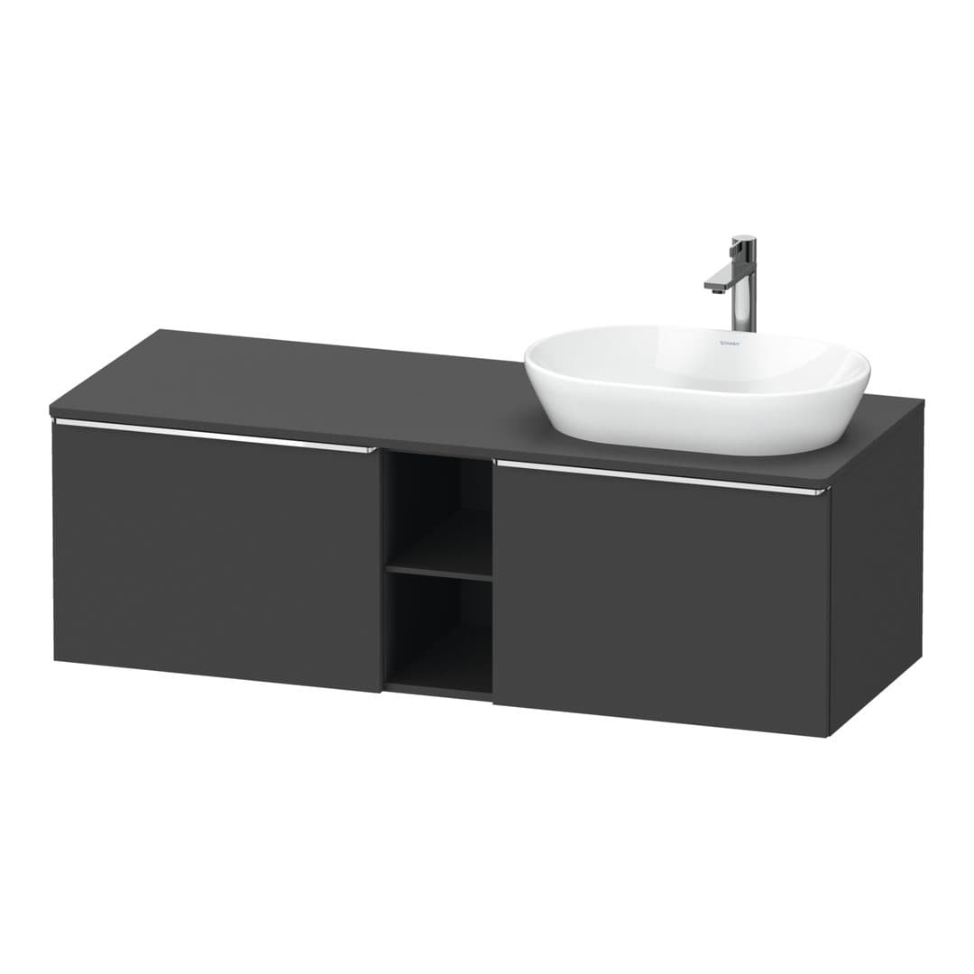 Duravit D-Neo – Έπιπλο Νιπτήρα – 1400 mm, για κονσόλα, 2 συρτάρια, νιπτήρας δεξιά, Chrome High Gloss – Graphite Matt, Decor (DE4950R10490000)