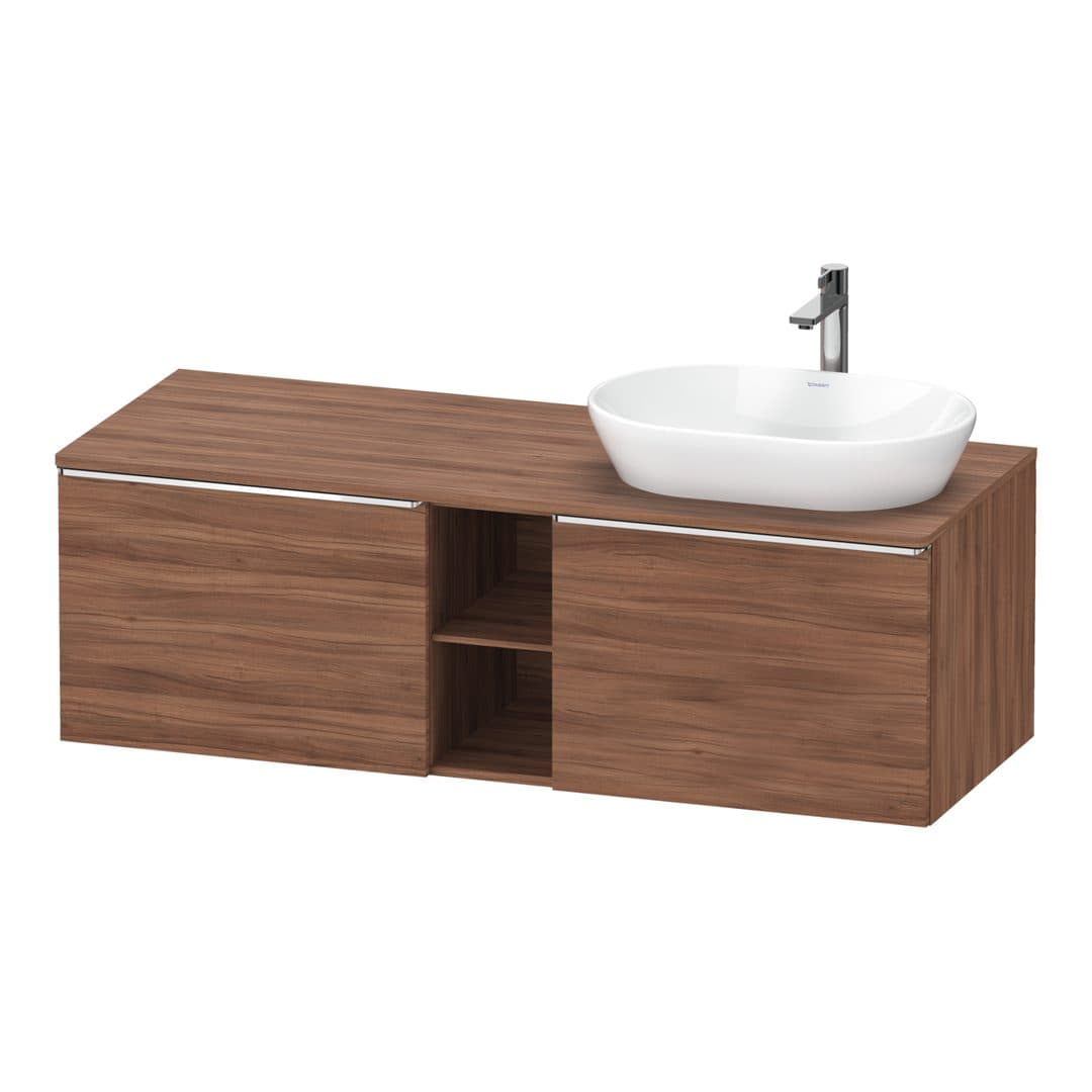 Duravit D-Neo – Έπιπλο Νιπτήρα – 1400 mm, για κονσόλα, 2 συρτάρια, νιπτήρας δεξιά, Chrome High Gloss – Walnut Matt, Decor (DE4950R10790000)