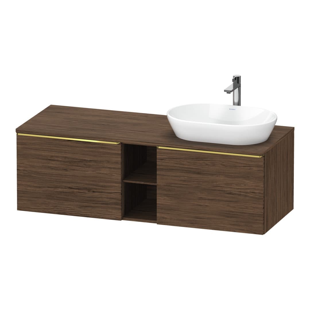Duravit D-Neo – Έπιπλο Νιπτήρα – 1400 mm, για κονσόλα, 2 συρτάρια, νιπτήρας δεξιά, Gold Polished – Walnut dark Matt, Decor (DE4950R34210000)