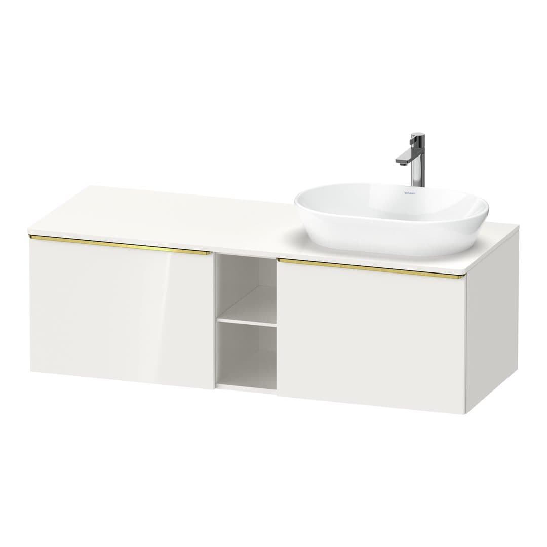 Duravit D-Neo – Έπιπλο Νιπτήρα – 1400 mm, για κονσόλα, 2 συρτάρια, νιπτήρας δεξιά, Gold Polished – White High Gloss, Decor (DE4950R34220000)