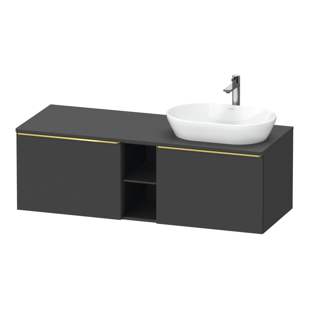 Duravit D-Neo – Έπιπλο Νιπτήρα – 1400 mm, για κονσόλα, 2 συρτάρια, νιπτήρας δεξιά, Gold Polished – Graphite Matt, Decor (DE4950R34490000)