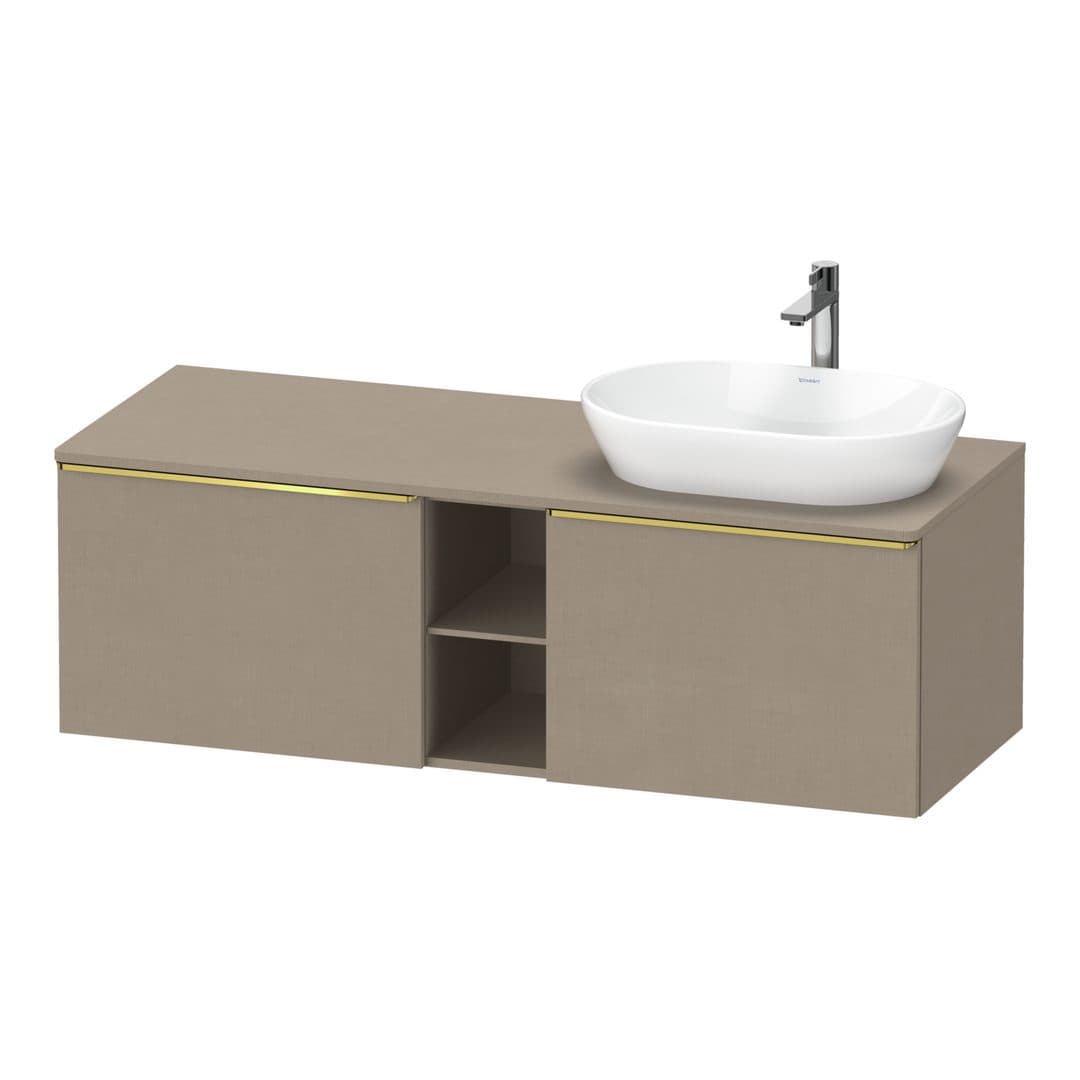 Duravit D-Neo – Έπιπλο Νιπτήρα – 1400 mm, για κονσόλα, 2 συρτάρια, νιπτήρας δεξιά, Gold Polished – Linen Matt, Decor (DE4950R34750000)