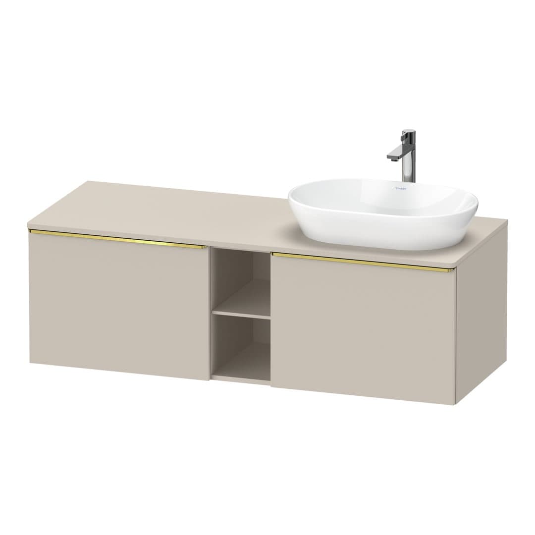 Duravit D-Neo – Έπιπλο Νιπτήρα – 1400 mm, για κονσόλα, 2 συρτάρια, νιπτήρας δεξιά, Gold Polished – Taupe Matt, Decor (DE4950R34910000)
