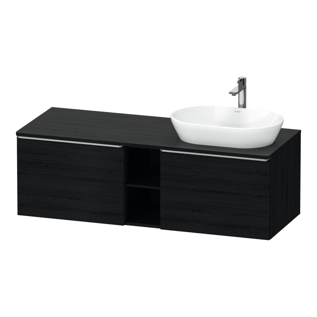 Duravit D-Neo – Έπιπλο Νιπτήρα – 1400 mm, για κονσόλα, 2 συρτάρια, νιπτήρας δεξιά, Stainless steel Brushed – Black oak Matt, Decor (DE4950R70160000)
