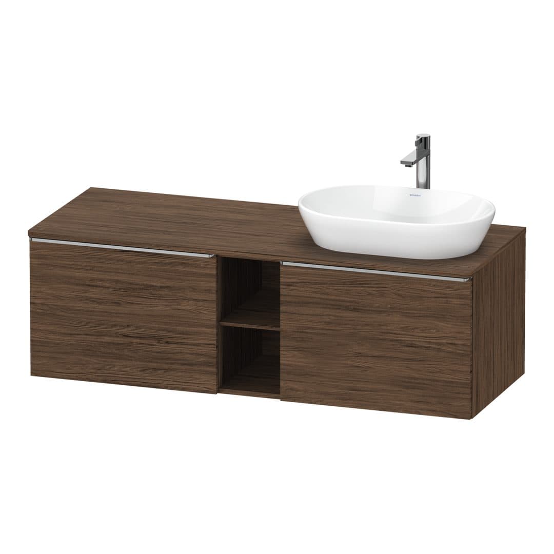 Duravit D-Neo – Έπιπλο Νιπτήρα – 1400 mm, για κονσόλα, 2 συρτάρια, νιπτήρας δεξιά, Stainless steel Brushed – Walnut dark Matt, Decor (DE4950R70210000)