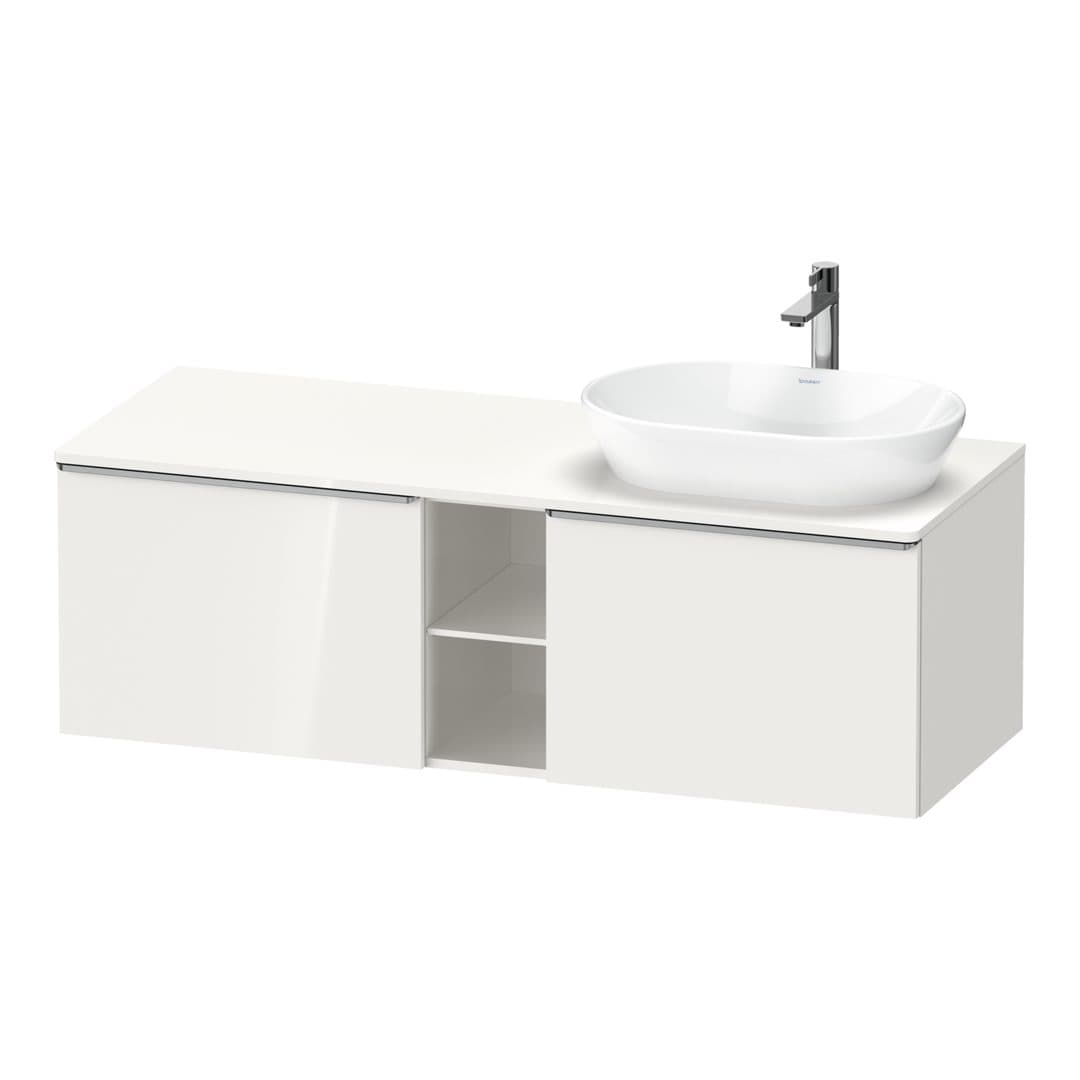 Duravit D-Neo – Έπιπλο Νιπτήρα – 1400 mm, για κονσόλα, 2 συρτάρια, νιπτήρας δεξιά, Stainless steel Brushed – White High Gloss, Decor (DE4950R70220000)