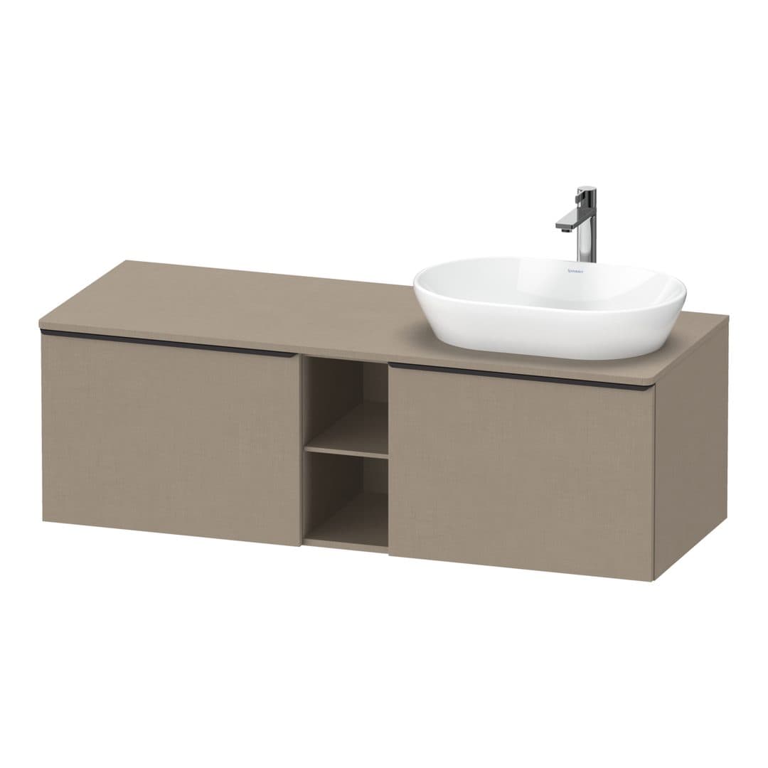 Duravit D-Neo – Έπιπλο Νιπτήρα – 1400 mm, για κονσόλα, 2 συρτάρια, νιπτήρας δεξιά, Diamond black Matt – Linen Matt, Decor (DE4950RBD750000)