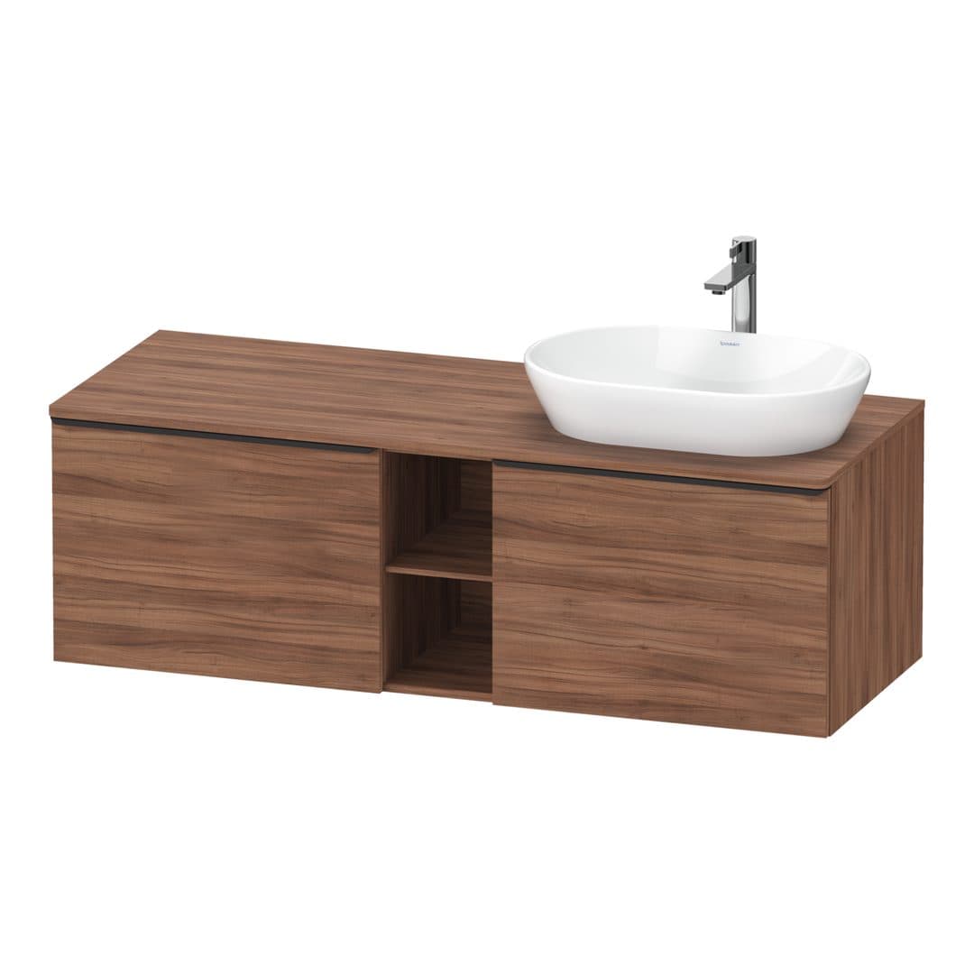 Duravit D-Neo – Έπιπλο Νιπτήρα – 1400 mm, για κονσόλα, 2 συρτάρια, νιπτήρας δεξιά, Diamond black Matt – Walnut Matt, Decor (DE4950RBD790000)