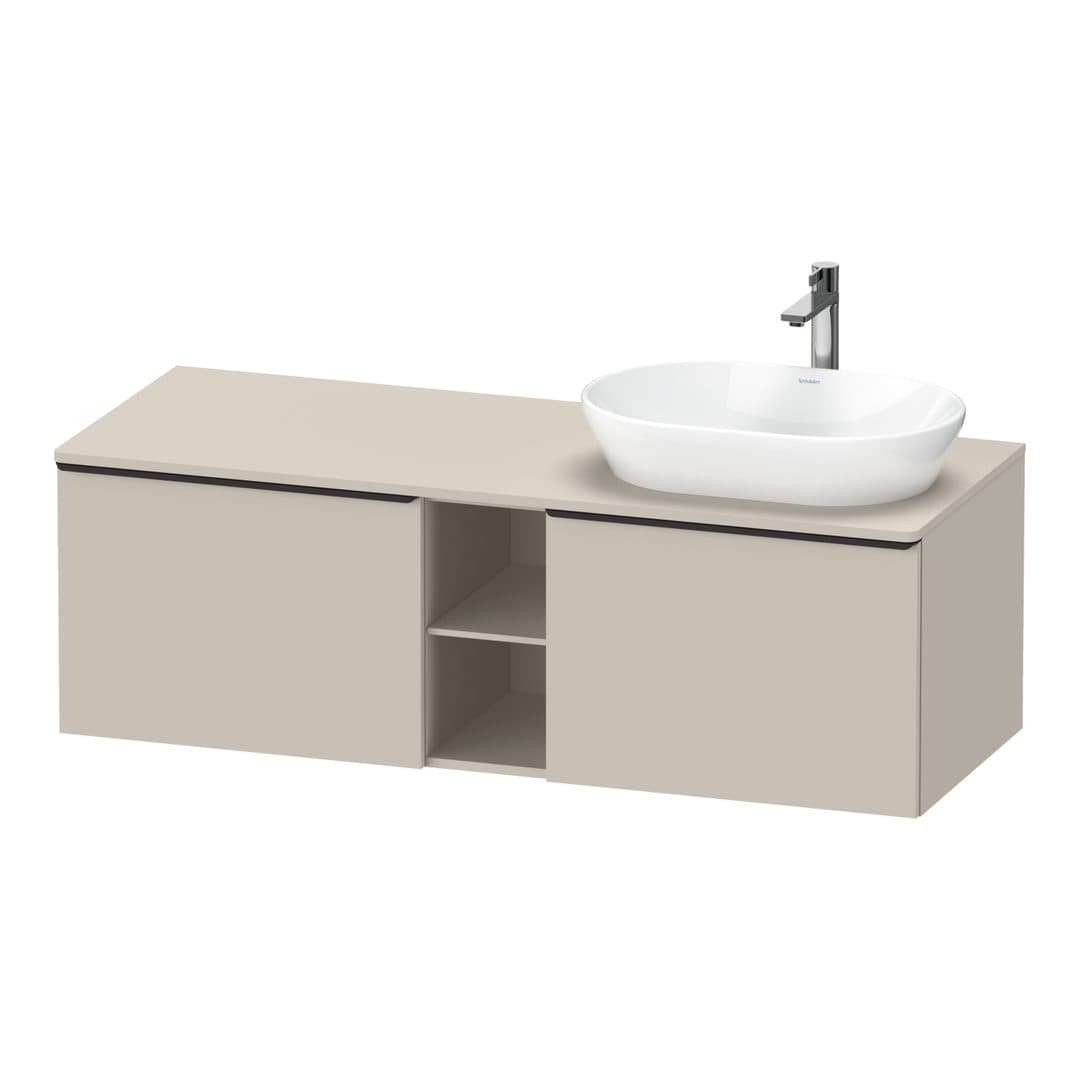 Duravit D-Neo – Έπιπλο Νιπτήρα – 1400 mm, για κονσόλα, 2 συρτάρια, νιπτήρας δεξιά, Diamond black Matt – Taupe Matt, Decor (DE4950RBD910000)