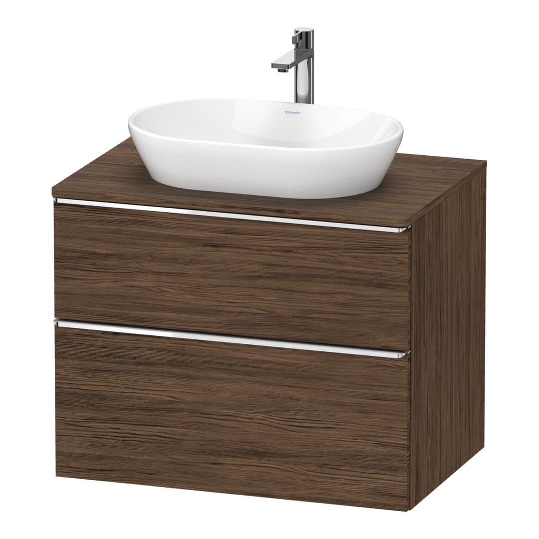 Duravit D-Neo – Έπιπλο Νιπτήρα – 800 mm, για κονσόλα, 2 συρτάρια, νιπτήρας κέντρο, Chrome High Gloss – Walnut dark Matt, Decor (DE4967010210000)