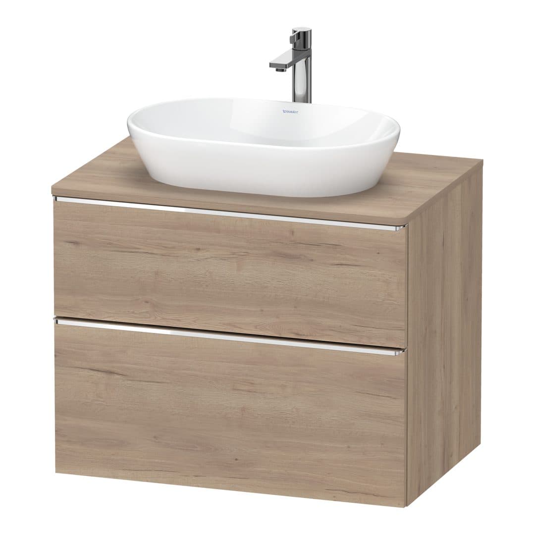 Duravit D-Neo – Έπιπλο Νιπτήρα – 800 mm, για κονσόλα, 2 συρτάρια, νιπτήρας κέντρο, Chrome High Gloss – Marbled Oak Matt, Decor (DE4967010550000)