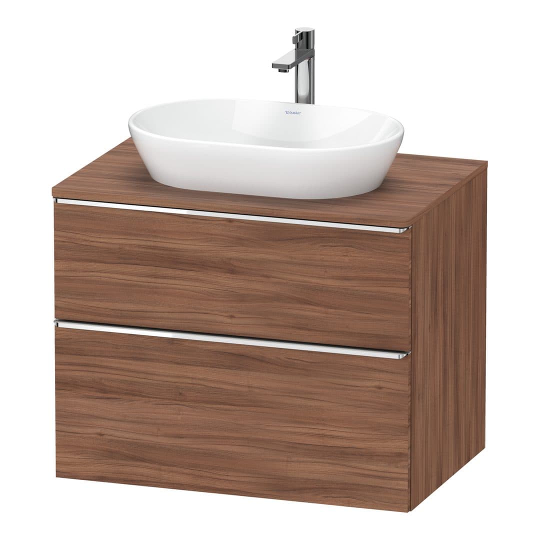 Duravit D-Neo – Έπιπλο Νιπτήρα – 800 mm, για κονσόλα, 2 συρτάρια, νιπτήρας κέντρο, Chrome High Gloss – Walnut Matt, Decor (DE4967010790000)