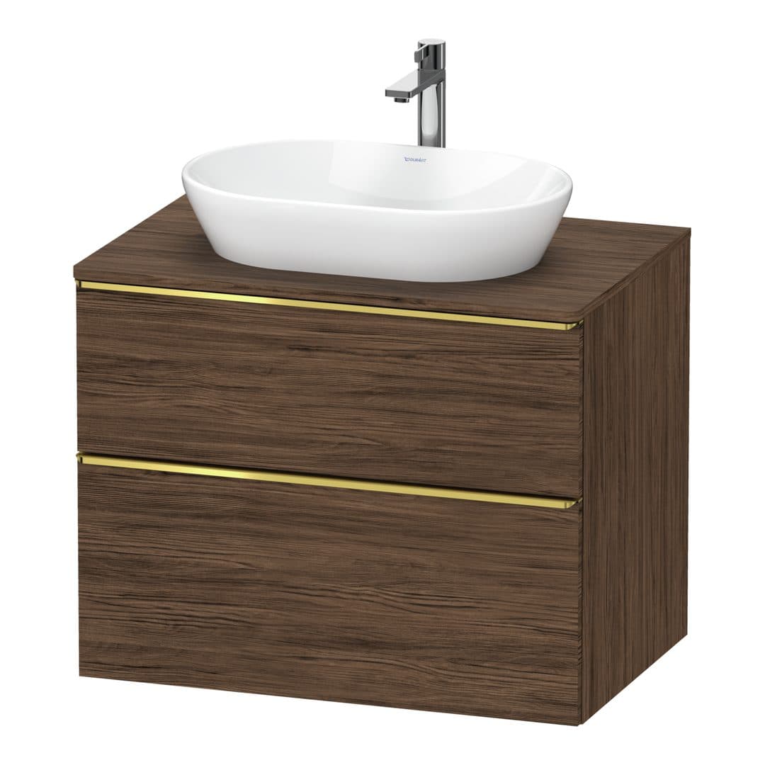 Duravit D-Neo – Έπιπλο Νιπτήρα – 800 mm, για κονσόλα, 2 συρτάρια, νιπτήρας κέντρο, Gold Polished – Walnut dark Matt, Decor (DE4967034210000)