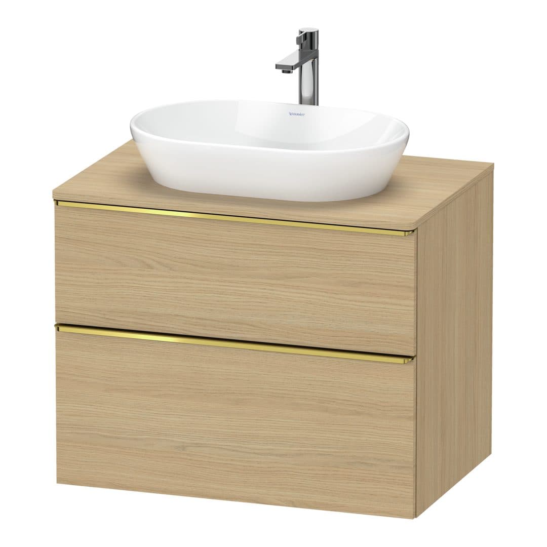 Duravit D-Neo – Έπιπλο Νιπτήρα – 800 mm, για κονσόλα, 2 συρτάρια, νιπτήρας κέντρο, Gold Polished – Natural oak, Decor (DE4967034300000)