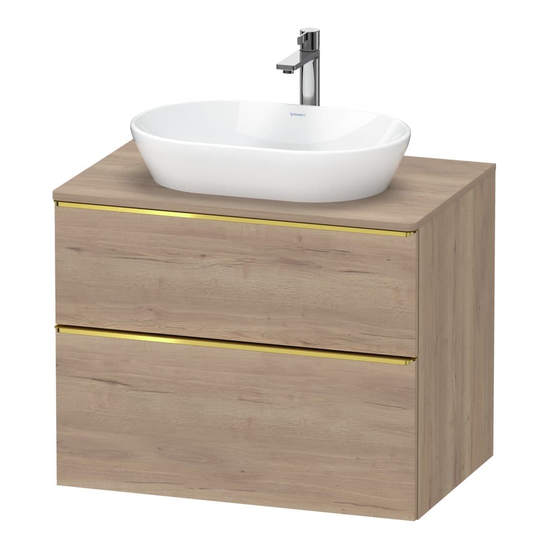 Duravit D-Neo – Έπιπλο Νιπτήρα – 800 mm, για κονσόλα, 2 συρτάρια, νιπτήρας κέντρο, Gold Polished – Marbled Oak Matt, Decor (DE4967034550000)