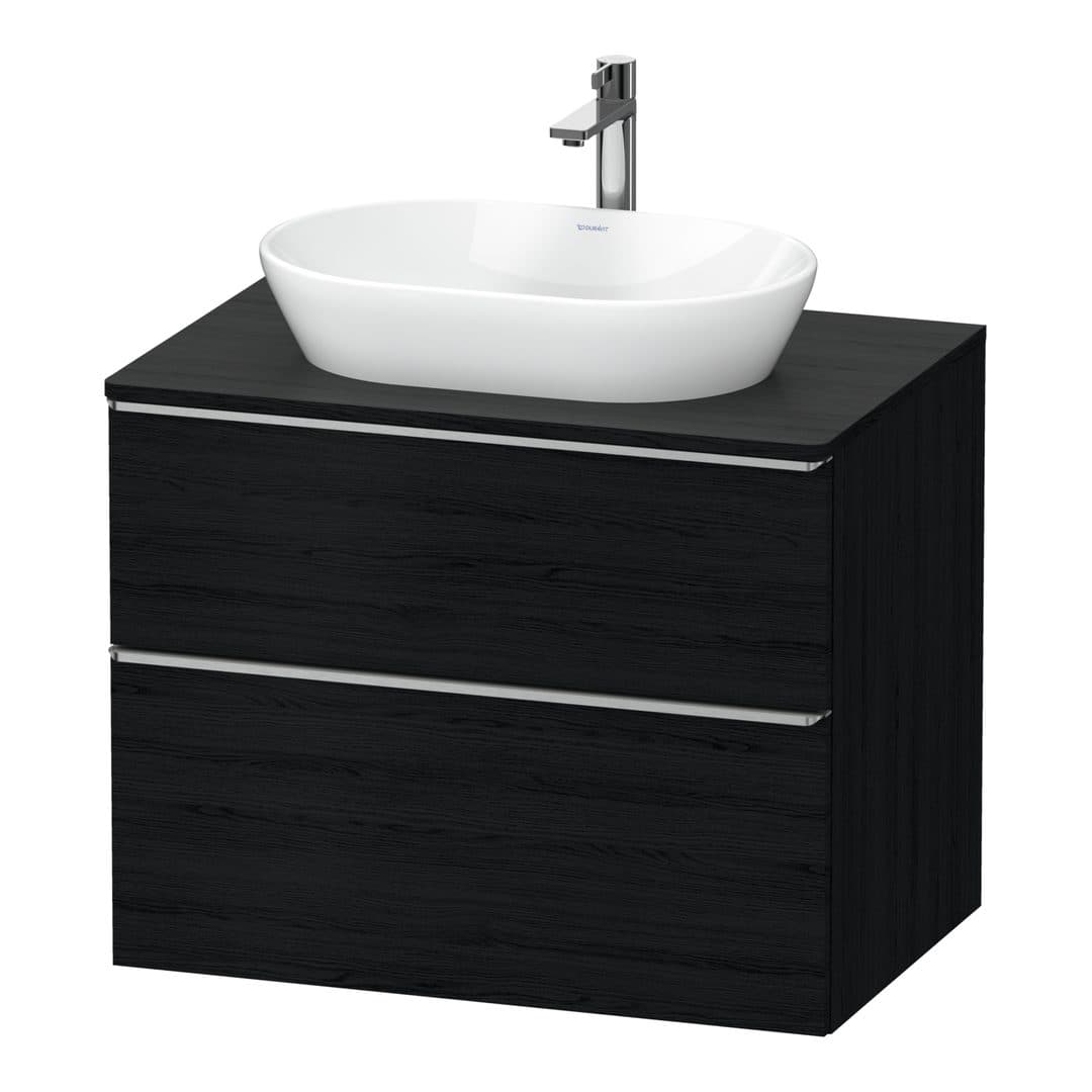 Duravit D-Neo – Έπιπλο Νιπτήρα – 800 mm, για κονσόλα, 2 συρτάρια, νιπτήρας κέντρο, Stainless steel Brushed – Black oak Matt, Decor (DE4967070160000)