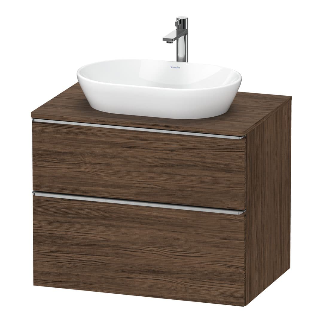 Duravit D-Neo – Έπιπλο Νιπτήρα – 800 mm, για κονσόλα, 2 συρτάρια, νιπτήρας κέντρο, Stainless steel Brushed – Walnut dark Matt, Decor (DE4967070210000)
