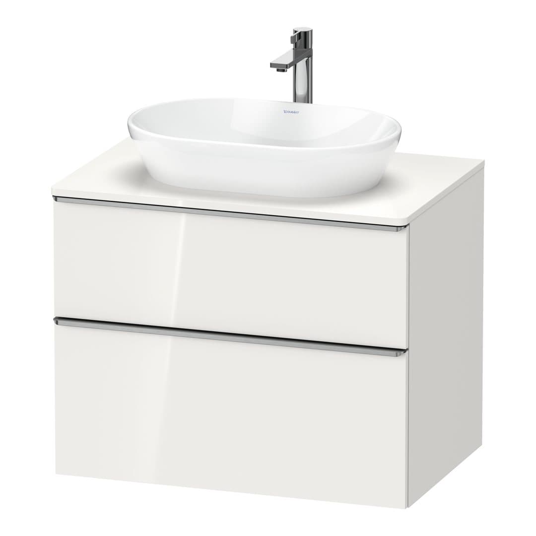 Duravit D-Neo – Έπιπλο Νιπτήρα – 800 mm, για κονσόλα, 2 συρτάρια, νιπτήρας κέντρο, Stainless steel Brushed – White High Gloss, Decor (DE4967070220000)