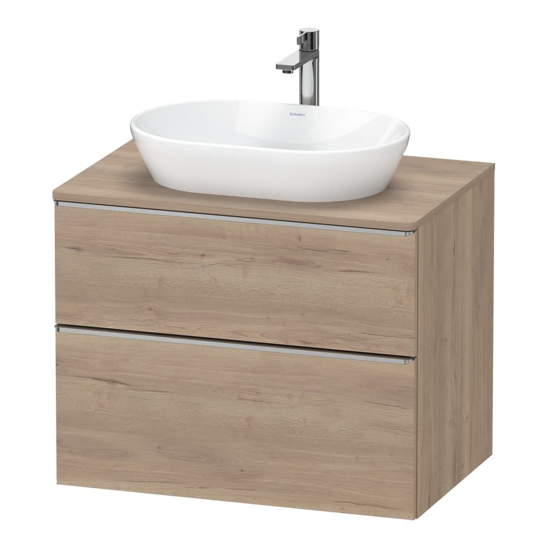 Duravit D-Neo – Έπιπλο Νιπτήρα – 800 mm, για κονσόλα, 2 συρτάρια, νιπτήρας κέντρο, Stainless steel Brushed – Marbled Oak Matt, Decor (DE4967070550000)