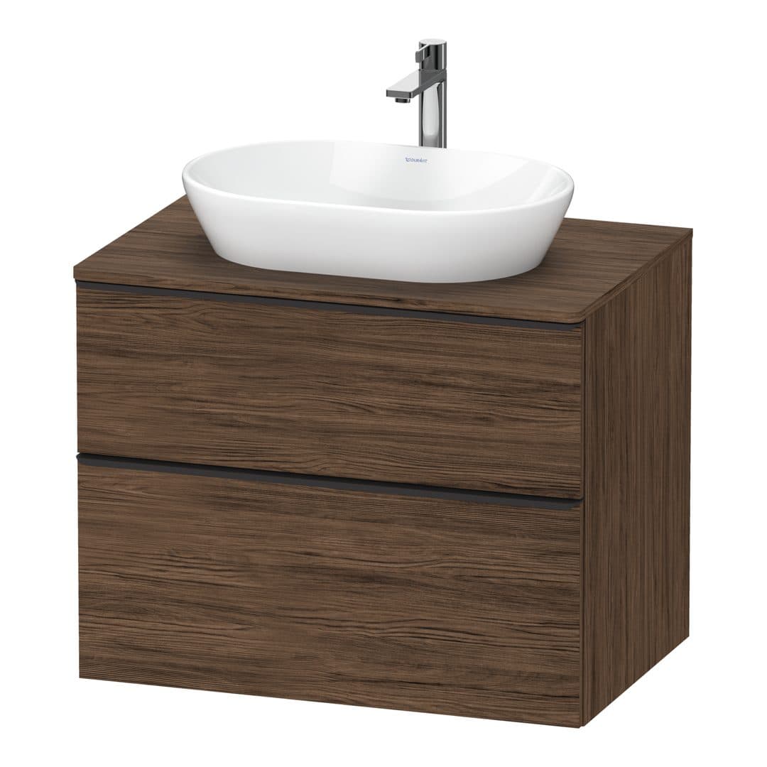Duravit D-Neo – Έπιπλο Νιπτήρα – 800 mm, για κονσόλα, 2 συρτάρια, νιπτήρας κέντρο, Diamond black Matt – Walnut dark Matt, Decor (DE49670BD210000)
