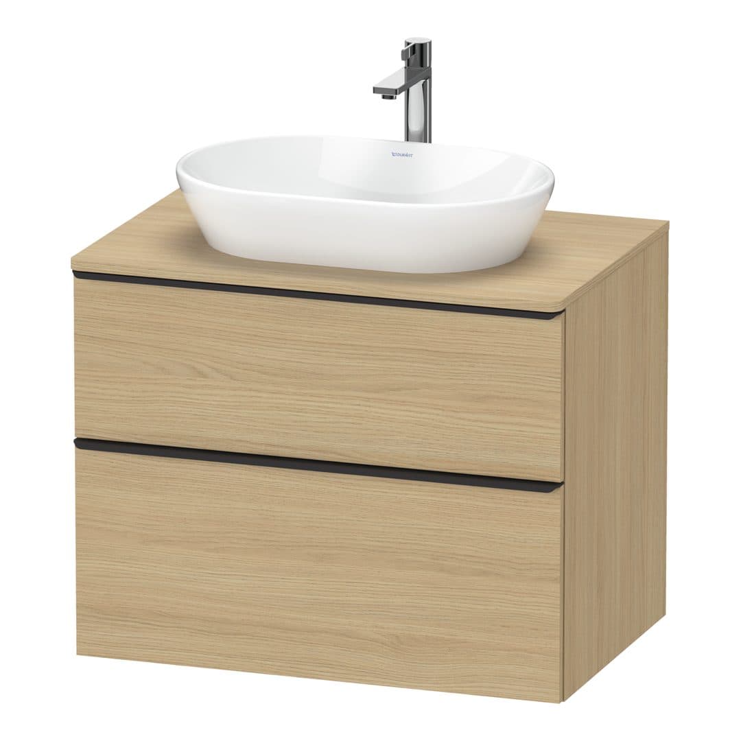 Duravit D-Neo – Έπιπλο Νιπτήρα – 800 mm, για κονσόλα, 2 συρτάρια, νιπτήρας κέντρο, Diamond black Matt – Natural oak, Decor (DE49670BD300000)