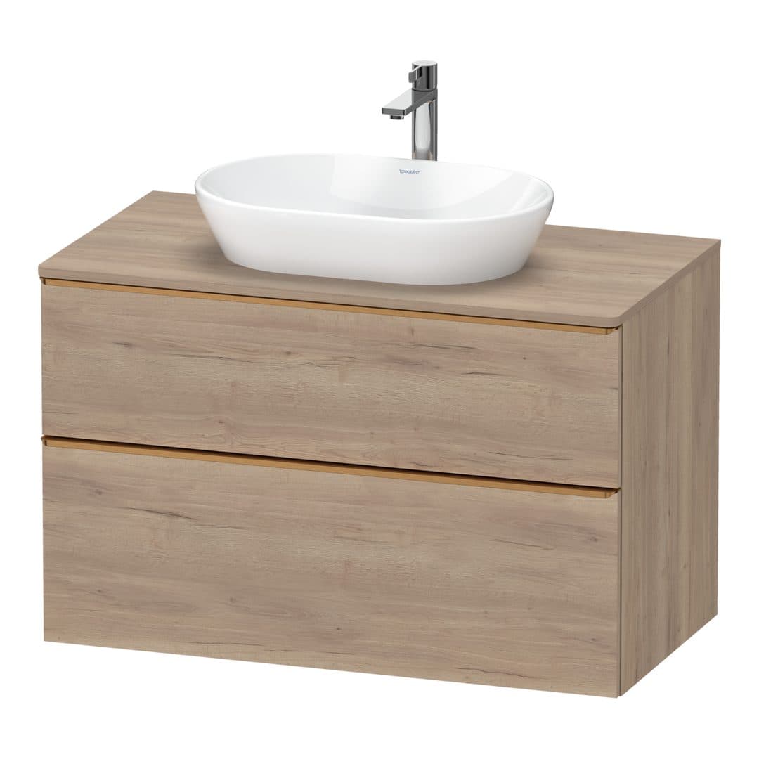 Duravit D-Neo – Έπιπλο Νιπτήρα – 1000 mm, για κονσόλα, 2 συρτάρια, νιπτήρας κέντρο, Bronze Brushed – Marbled Oak Matt, Decor (DE4968004550000)