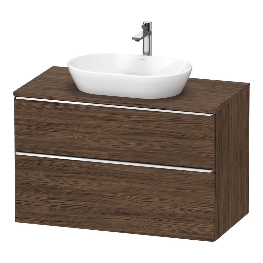 Duravit D-Neo – Έπιπλο Νιπτήρα – 1000 mm, για κονσόλα, 2 συρτάρια, νιπτήρας κέντρο, Chrome High Gloss – Walnut dark Matt, Decor (DE4968010210000)