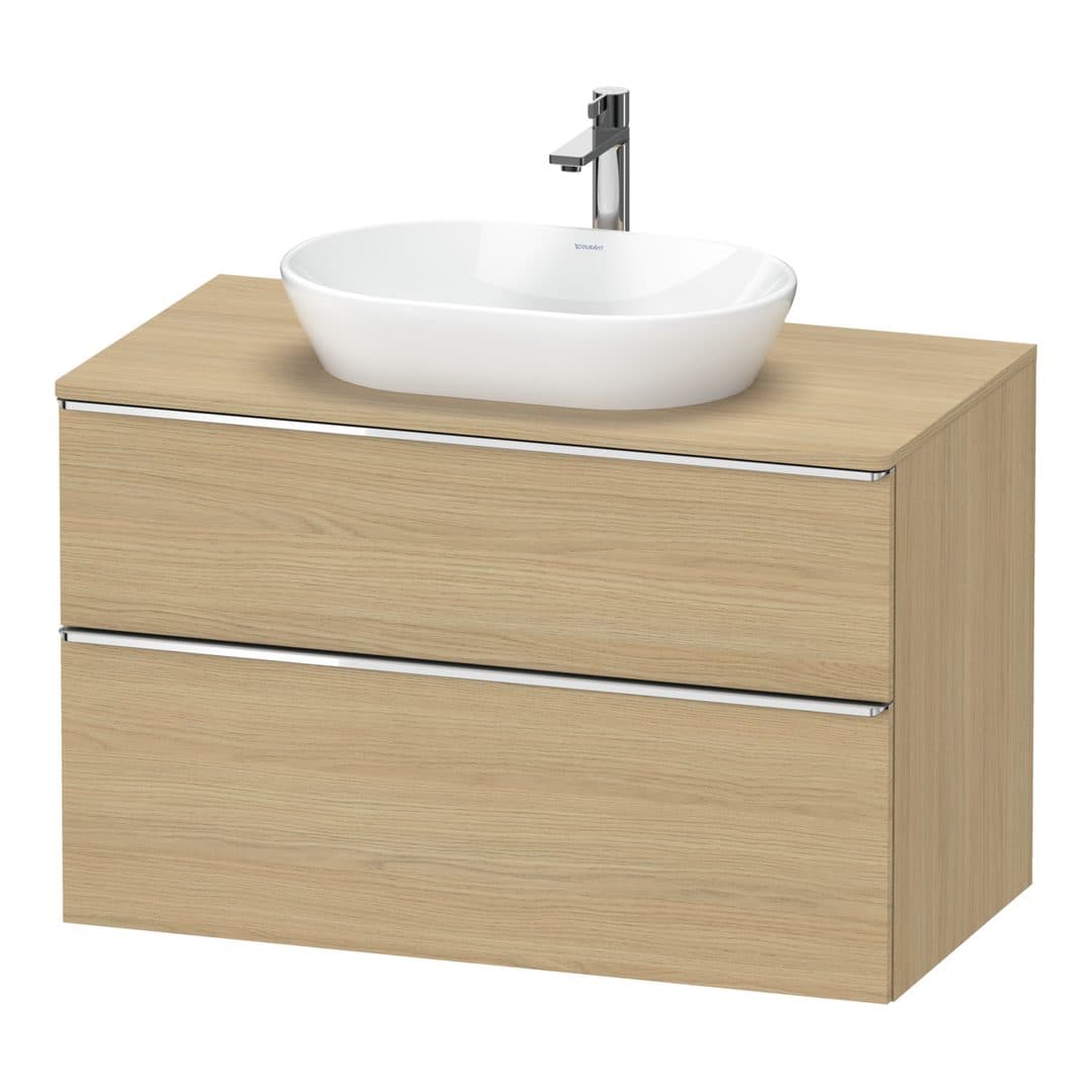 Duravit D-Neo – Έπιπλο Νιπτήρα – 1000 mm, για κονσόλα, 2 συρτάρια, νιπτήρας κέντρο, Chrome High Gloss – Natural oak, Decor (DE4968010300000)