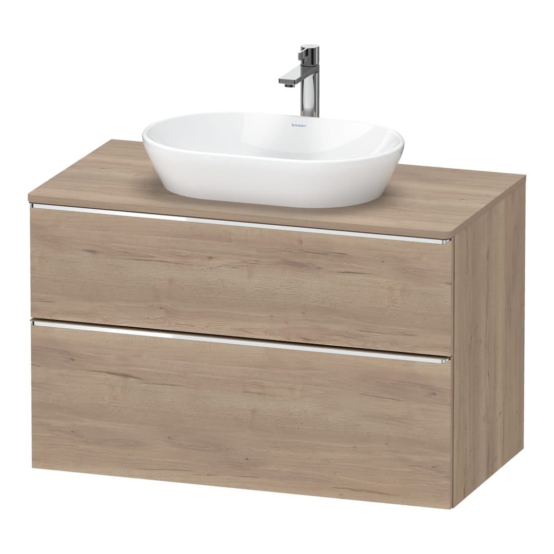 Duravit D-Neo – Έπιπλο Νιπτήρα – 1000 mm, για κονσόλα, 2 συρτάρια, νιπτήρας κέντρο, Chrome High Gloss – Marbled Oak Matt, Decor (DE4968010550000)