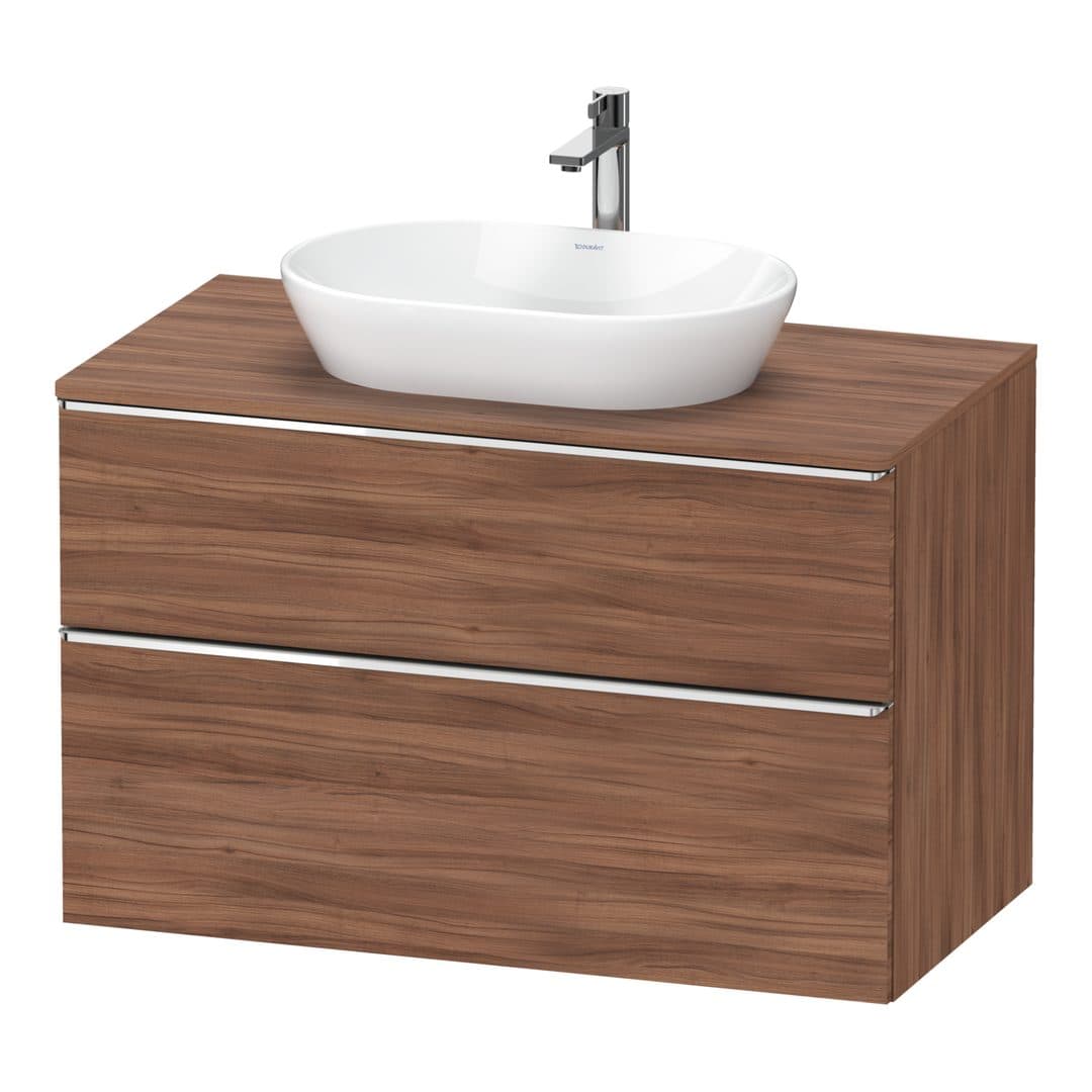 Duravit D-Neo – Έπιπλο Νιπτήρα – 1000 mm, για κονσόλα, 2 συρτάρια, νιπτήρας κέντρο, Chrome High Gloss – Walnut Matt, Decor (DE4968010790000)