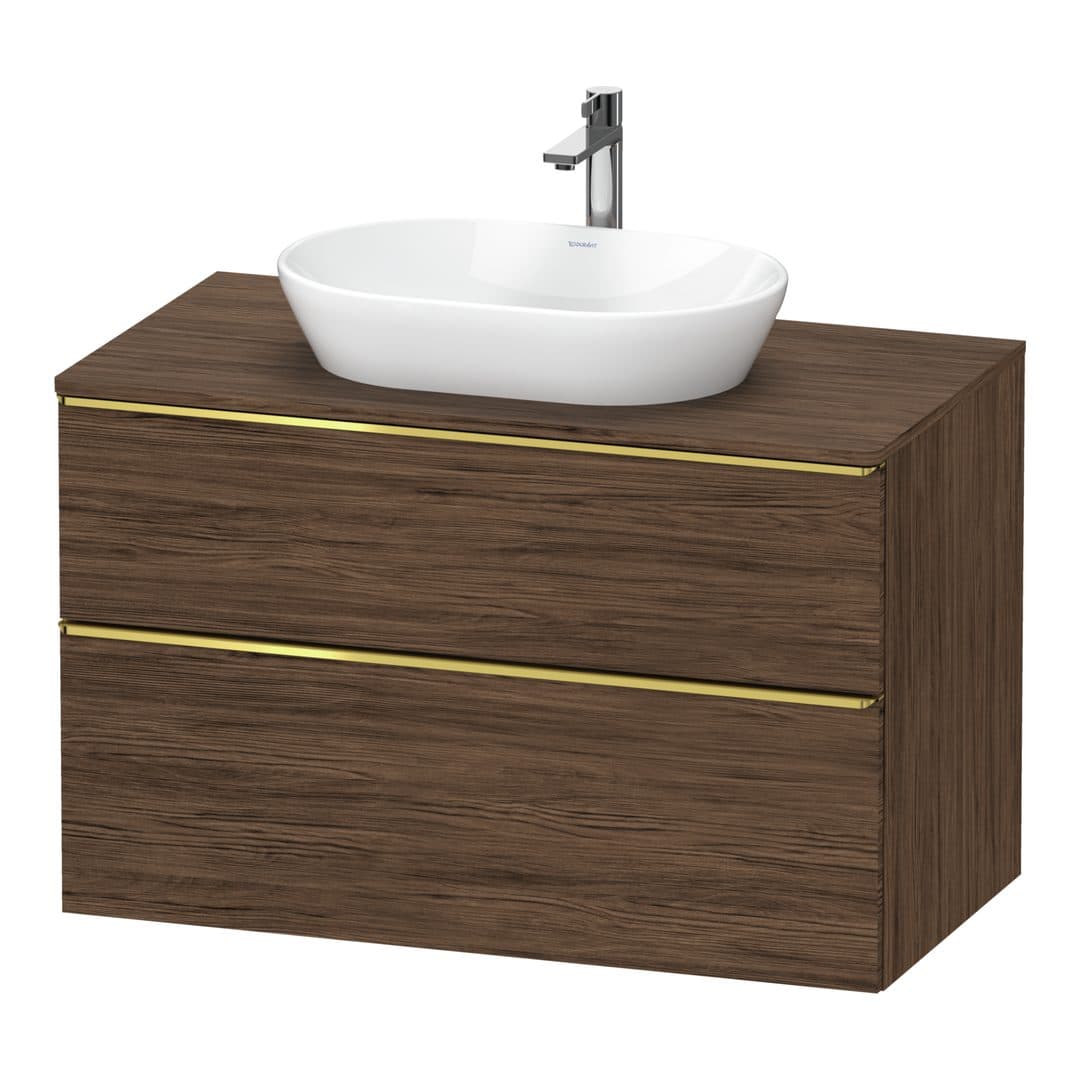 Duravit D-Neo – Έπιπλο Νιπτήρα – 1000 mm, για κονσόλα, 2 συρτάρια, νιπτήρας κέντρο, Gold Polished – Walnut dark Matt, Decor (DE4968034210000)