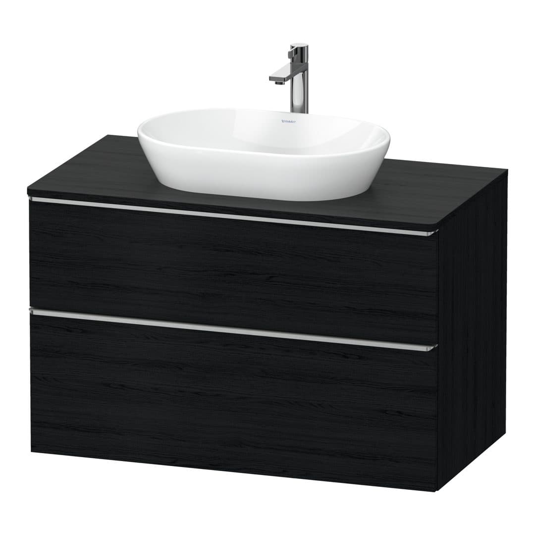 Duravit D-Neo – Έπιπλο Νιπτήρα – 1000 mm, για κονσόλα, 2 συρτάρια, νιπτήρας κέντρο, Stainless steel Brushed – Black oak Matt, Decor (DE4968070160000)