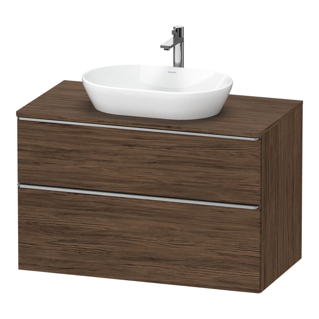 Duravit D-Neo – Έπιπλο Νιπτήρα – 1000 mm, για κονσόλα, 2 συρτάρια, νιπτήρας κέντρο, Stainless steel Brushed – Walnut dark Matt, Decor (DE4968070210000)