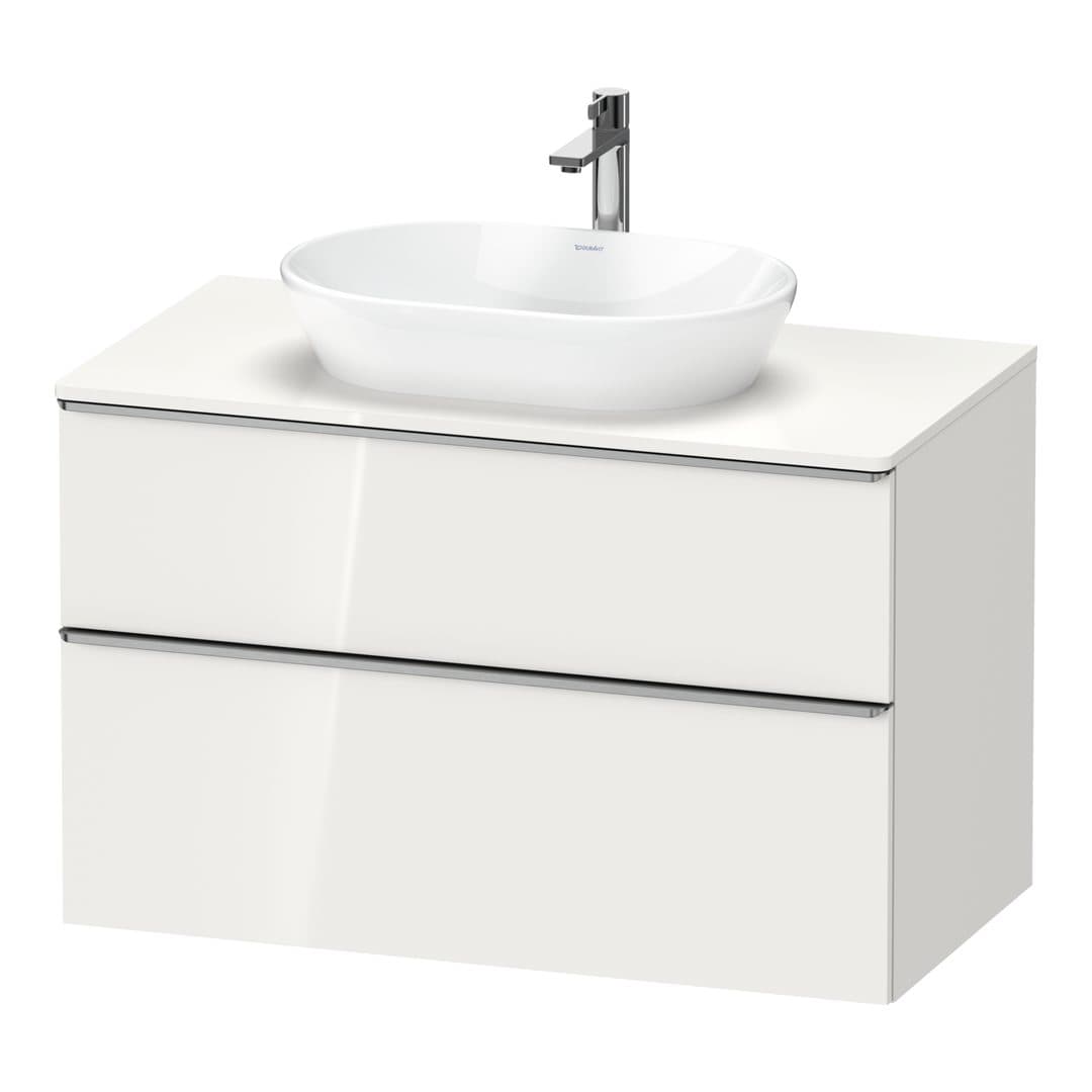 Duravit D-Neo – Έπιπλο Νιπτήρα – 1000 mm, για κονσόλα, 2 συρτάρια, νιπτήρας κέντρο, Stainless steel Brushed – White High Gloss, Decor (DE4968070220000)