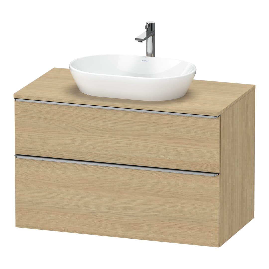 Duravit D-Neo – Έπιπλο Νιπτήρα – 1000 mm, για κονσόλα, 2 συρτάρια, νιπτήρας κέντρο, Stainless steel Brushed – Natural oak, Decor (DE4968070300000)