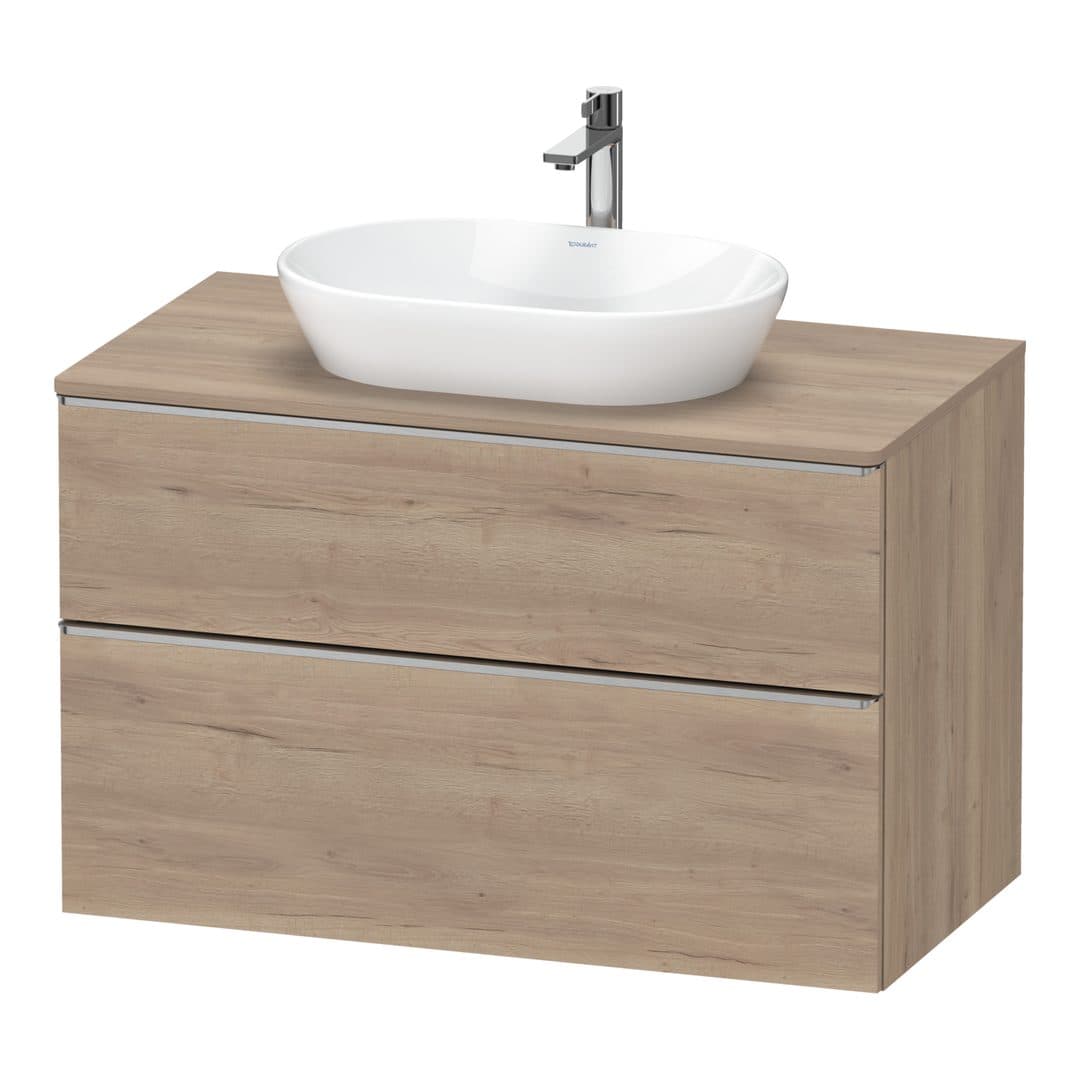 Duravit D-Neo – Έπιπλο Νιπτήρα – 1000 mm, για κονσόλα, 2 συρτάρια, νιπτήρας κέντρο, Stainless steel Brushed – Marbled Oak Matt, Decor (DE4968070550000)