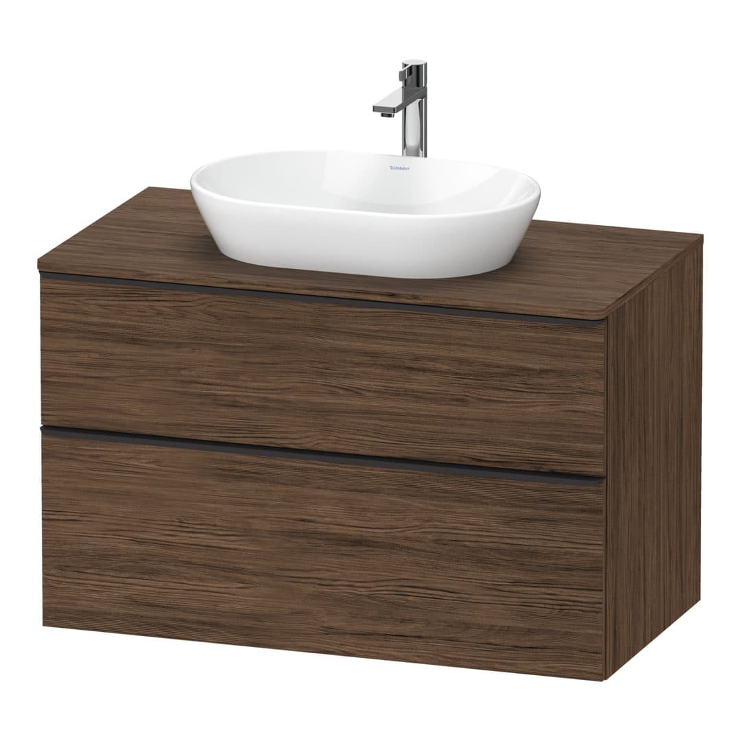 Duravit D-Neo – Έπιπλο Νιπτήρα – 1000 mm, για κονσόλα, 2 συρτάρια, νιπτήρας κέντρο, Diamond black Matt – Walnut dark Matt, Decor (DE49680BD210000)