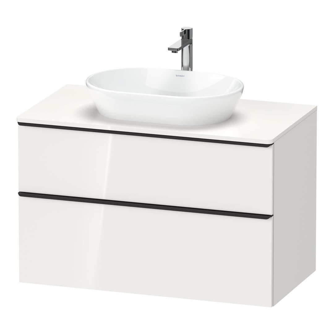 Duravit D-Neo – Έπιπλο Νιπτήρα – 1000 mm, για κονσόλα, 2 συρτάρια, νιπτήρας κέντρο, Diamond black Matt – White High Gloss, Decor (DE49680BD220000)
